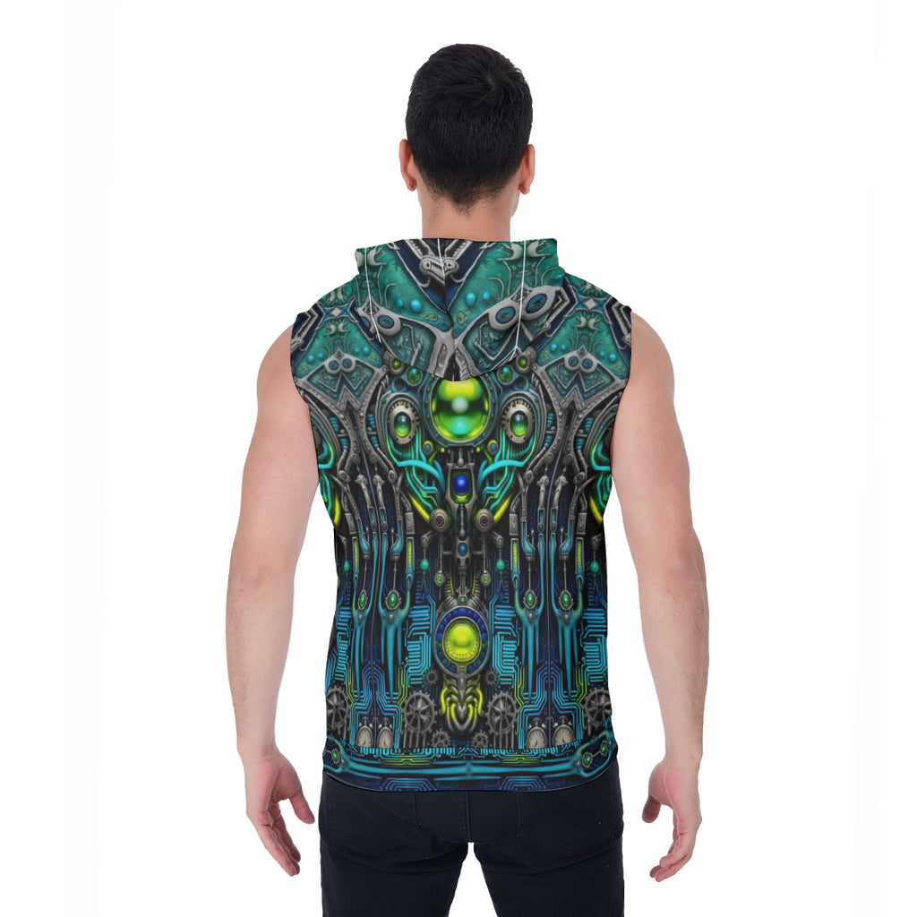 CYBERPUNK SLEEVELESS ZIP HOODIE