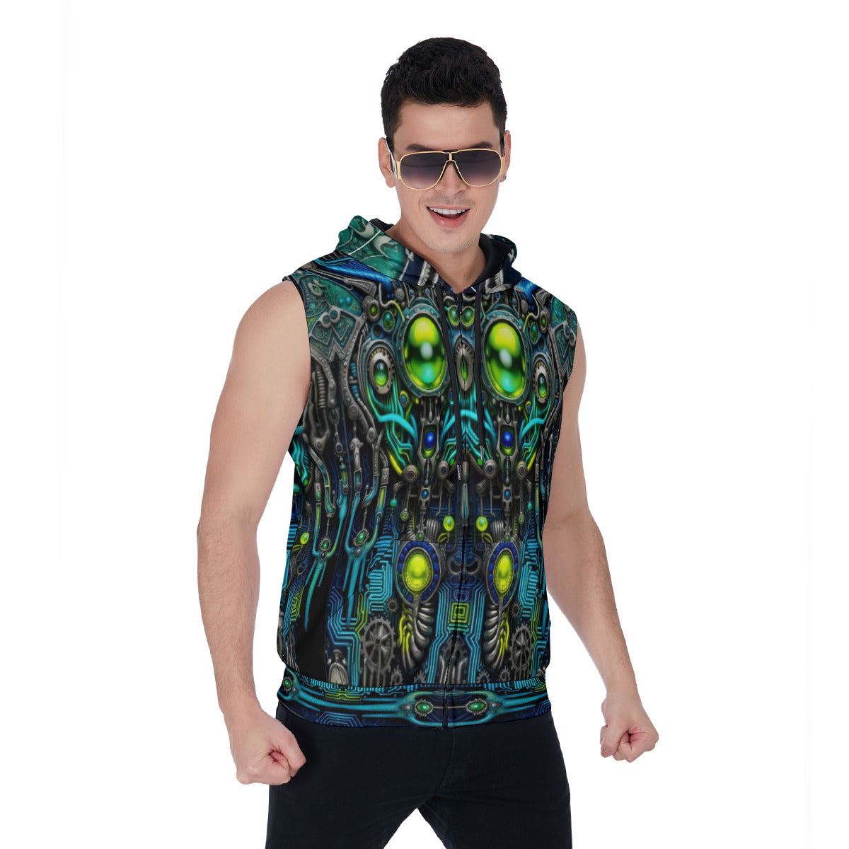 CYBERPUNK SLEEVELESS ZIP HOODIE